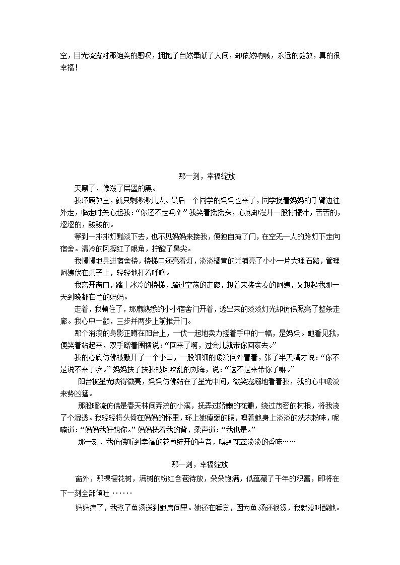 2013中考语文复习资料 作文评讲 那一刻幸福绽放素材.doc第8页