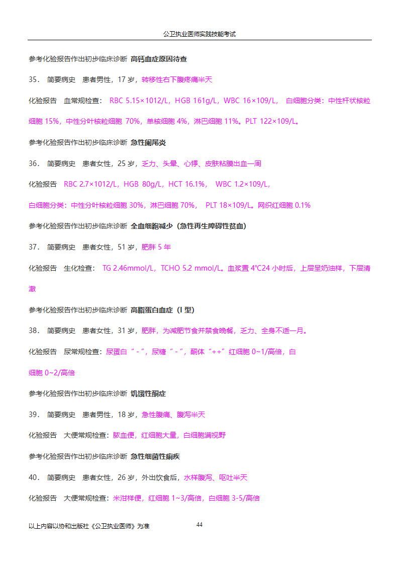 公卫执业医师实践技能考试试题集!!第44页