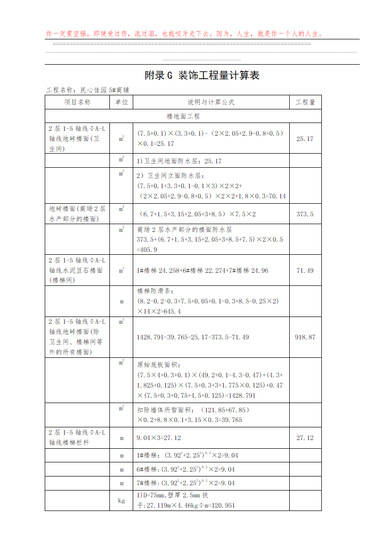 装饰工程量计算表.doc第1页