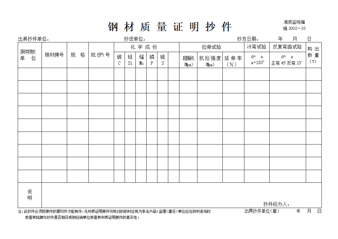 钢材质量证明抄件材料.doc第1页