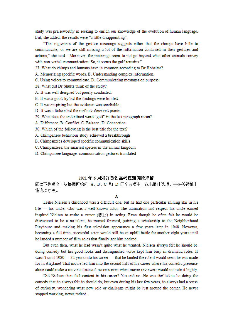 浙江高考英语试卷近5年（2017-2021年)真题分类汇编—阅读理解（含答案）.doc第19页