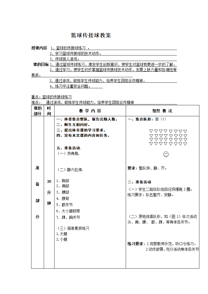 小学体育教案-篮球传接球 全国通用.doc