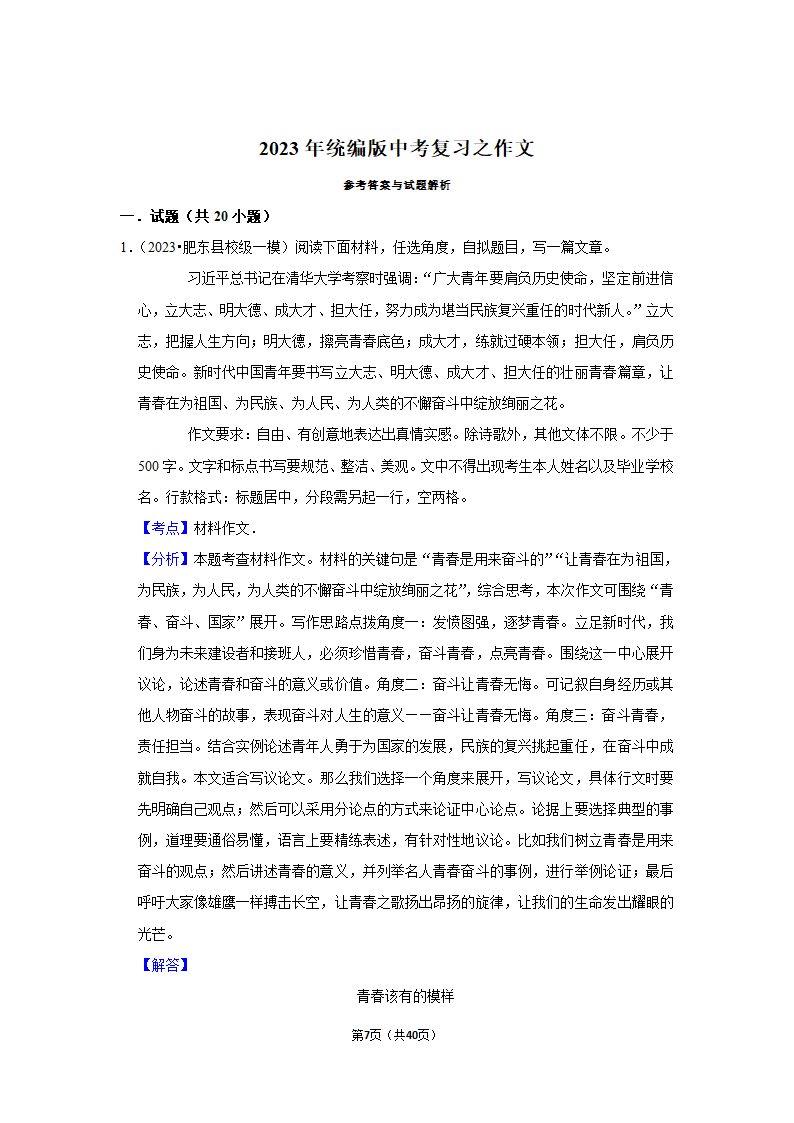 2023年统编版中考复习之作文（含解析）.doc第7页