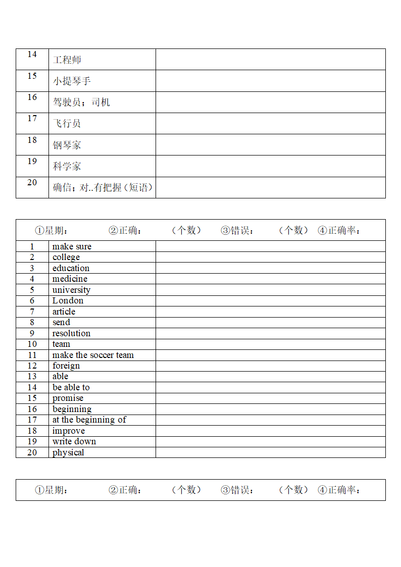 2022年人教版中考复习八年级上册中英词汇默写（第二周)(无答案）.doc第7页