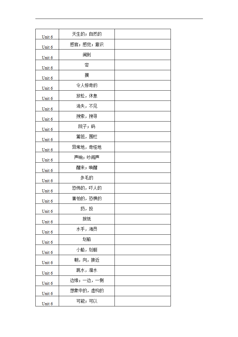 Unit 6 The Unexplained单词、词组默写清单 2022-2023学年北师大版八年级英语上册（含答案）.doc第3页