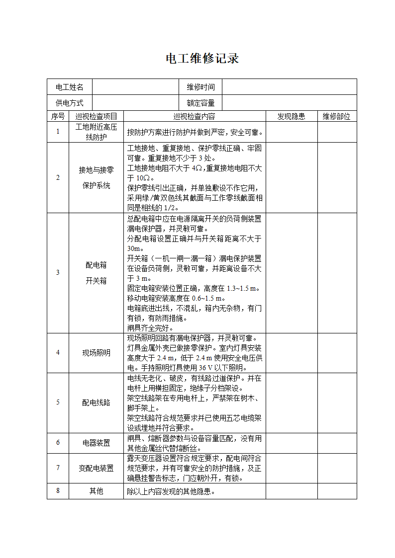 电工巡视维修记录表(含内容).doc第2页