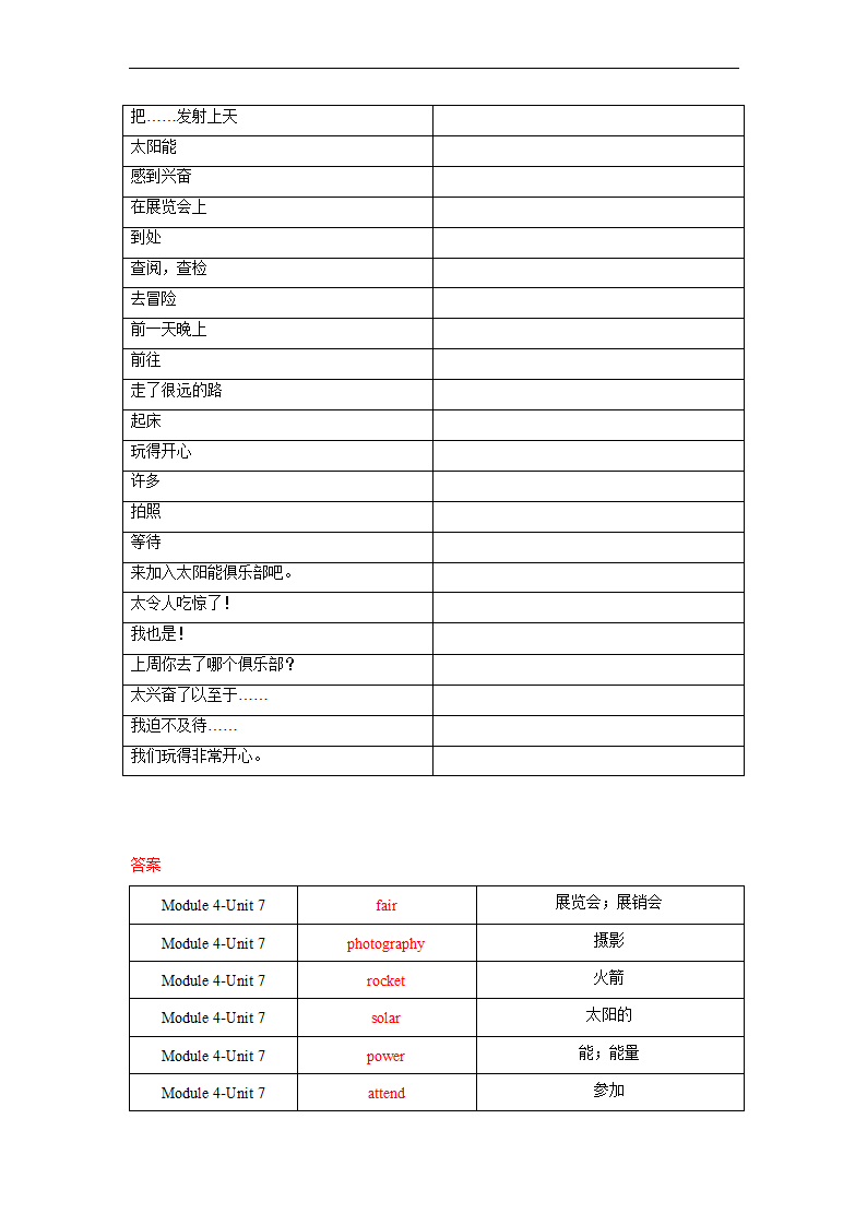 Module 4 Unit 7 School clubs单词、词组默写清单 2022-2023学年牛津深圳版英语七年级上册（含答案）.doc第4页