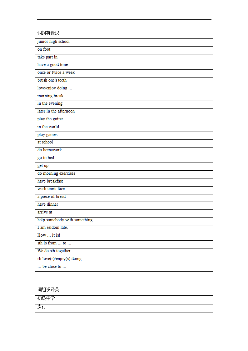 Module 1-Unit 2单词、词组默写清单2022-2023学年牛津深圳版（广州沈阳通用）七年级英语上册（含答案）.doc第3页