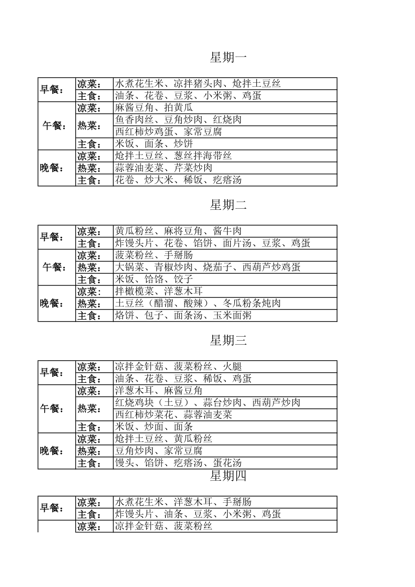 机关食堂菜谱第1页