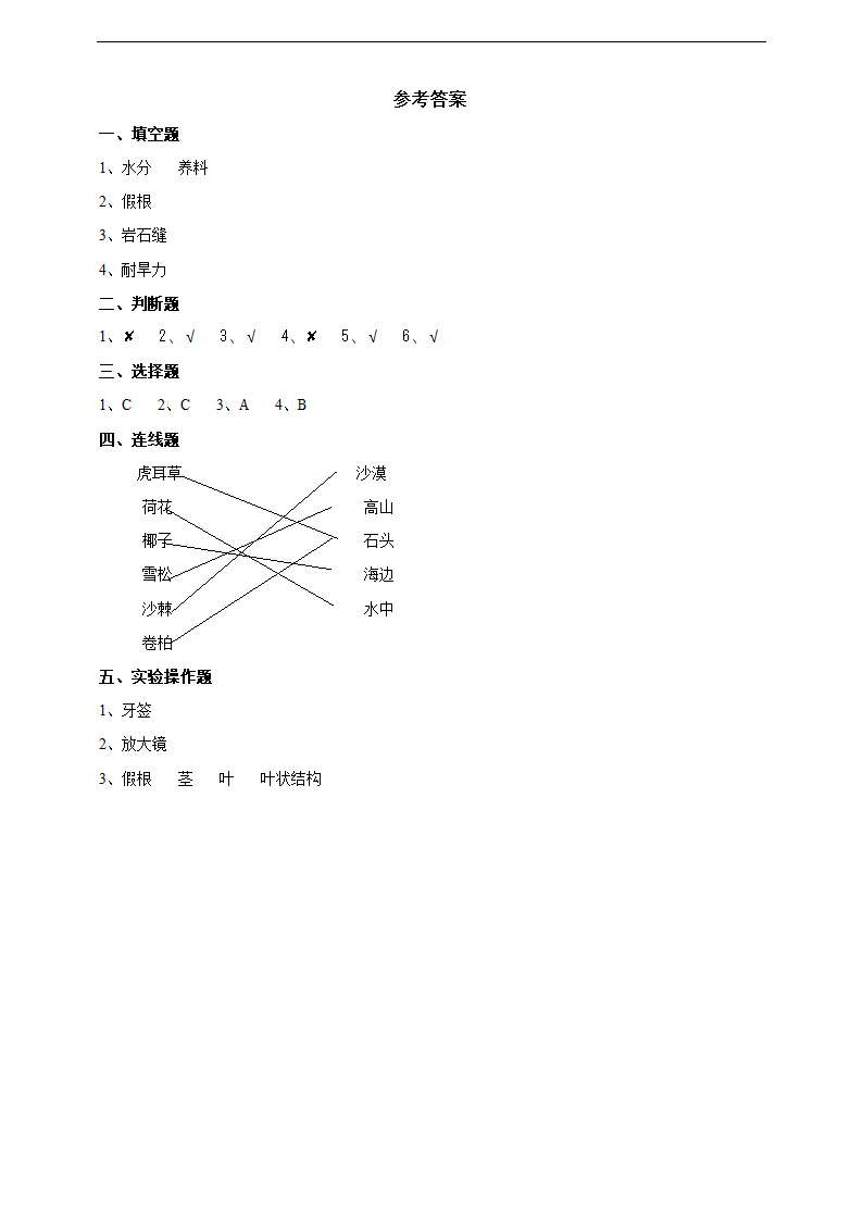 小学科学苏教版三年级下册《2.8 石头上的植物》练习.docx第3页