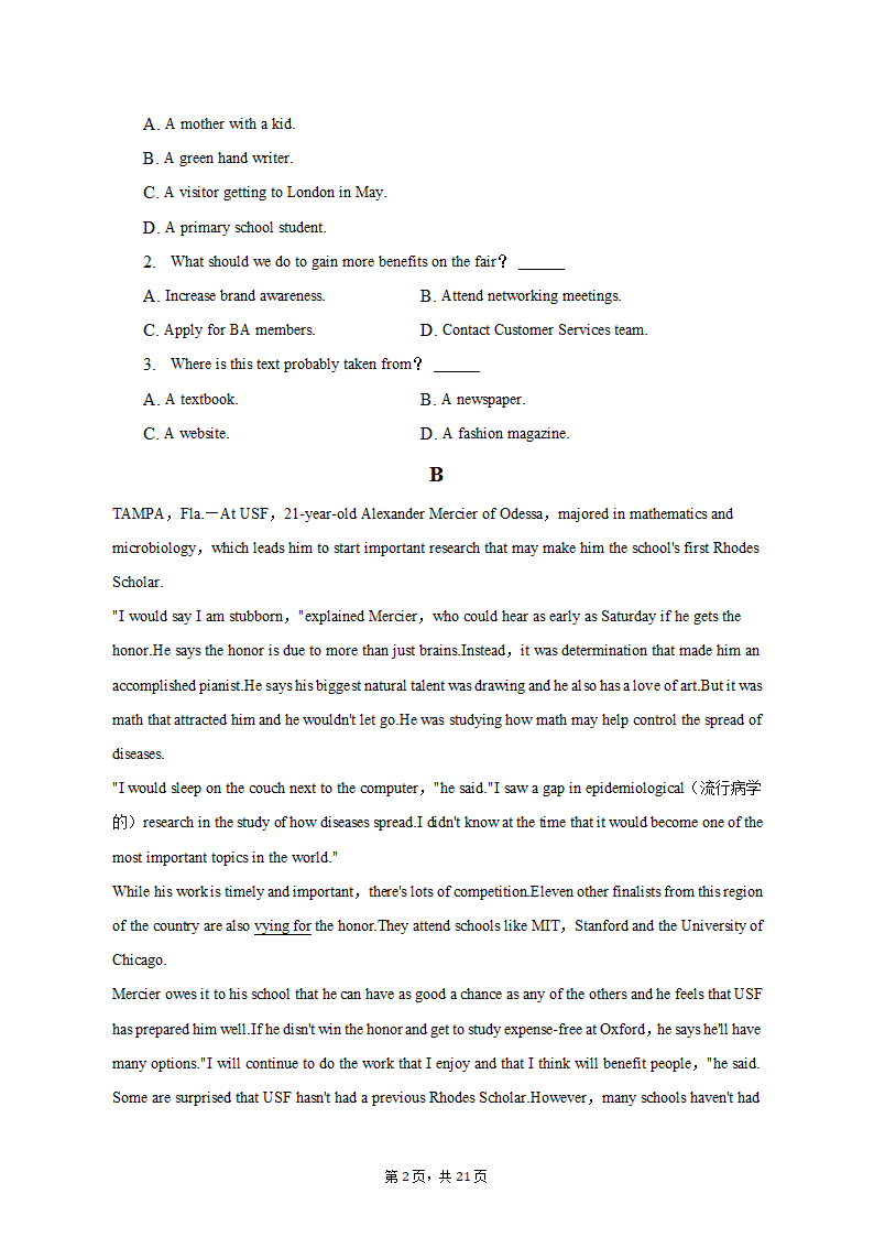 2022-2023学年华大新高考联盟高三（下）测评英语试卷（3月份）（含解析）.doc第2页