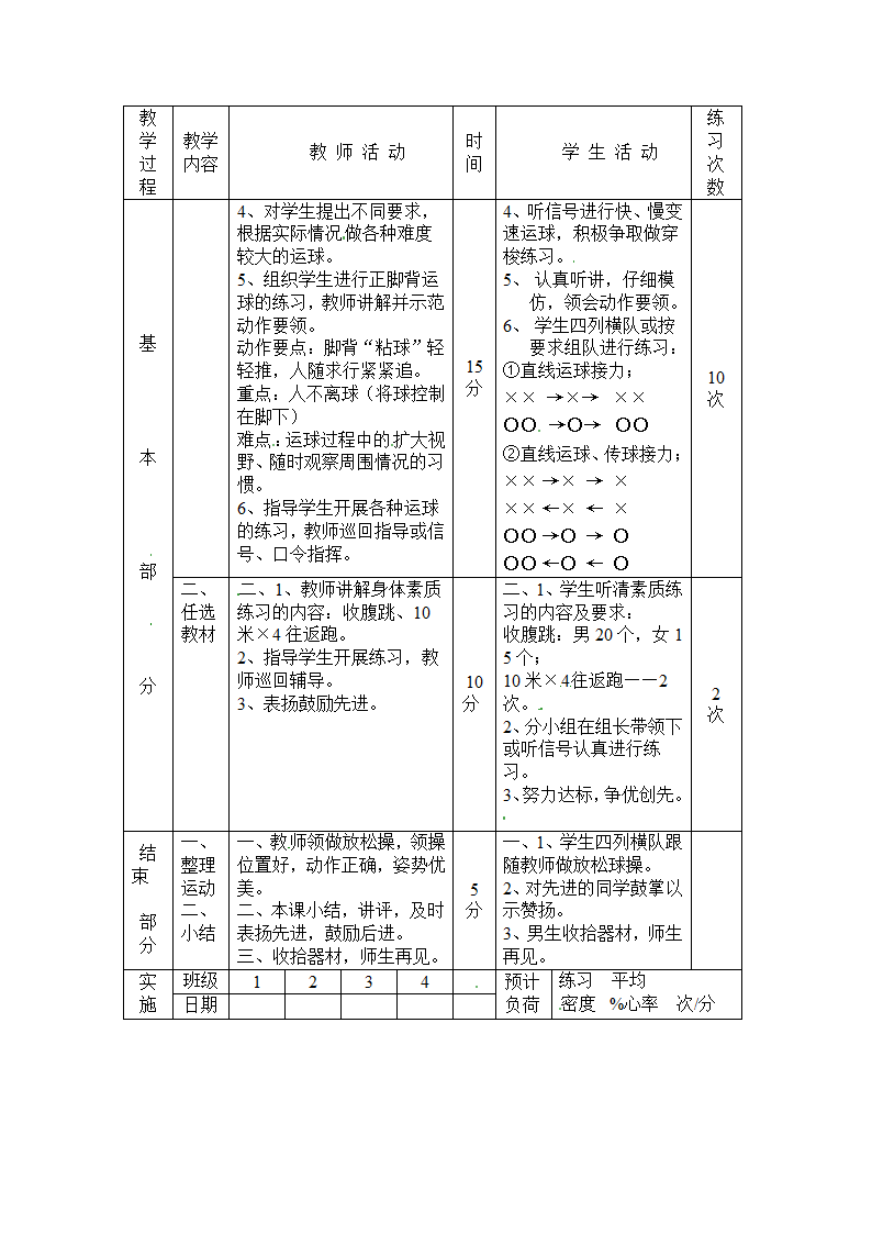 小学体育教案-足球正脚背运球 全国通用.doc第2页