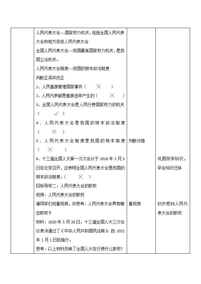 6.1国家权力机关  教案 （表格式）.doc第3页