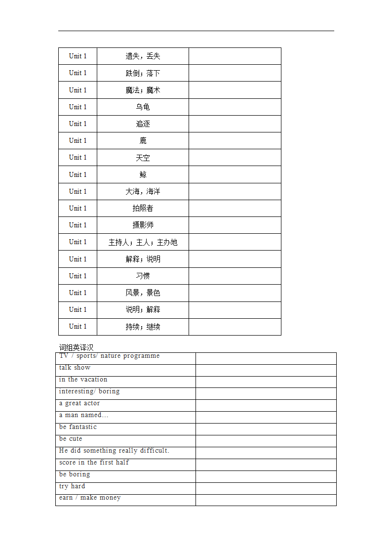 Unit 1 Television 单词、词组默写清单2022-202学年北师大版英语八年级上册（含答案）.doc第6页