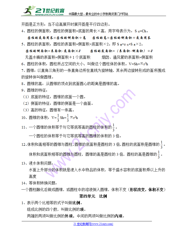 数学六年级下人教版知识点归纳与整理 复习资料.doc第2页