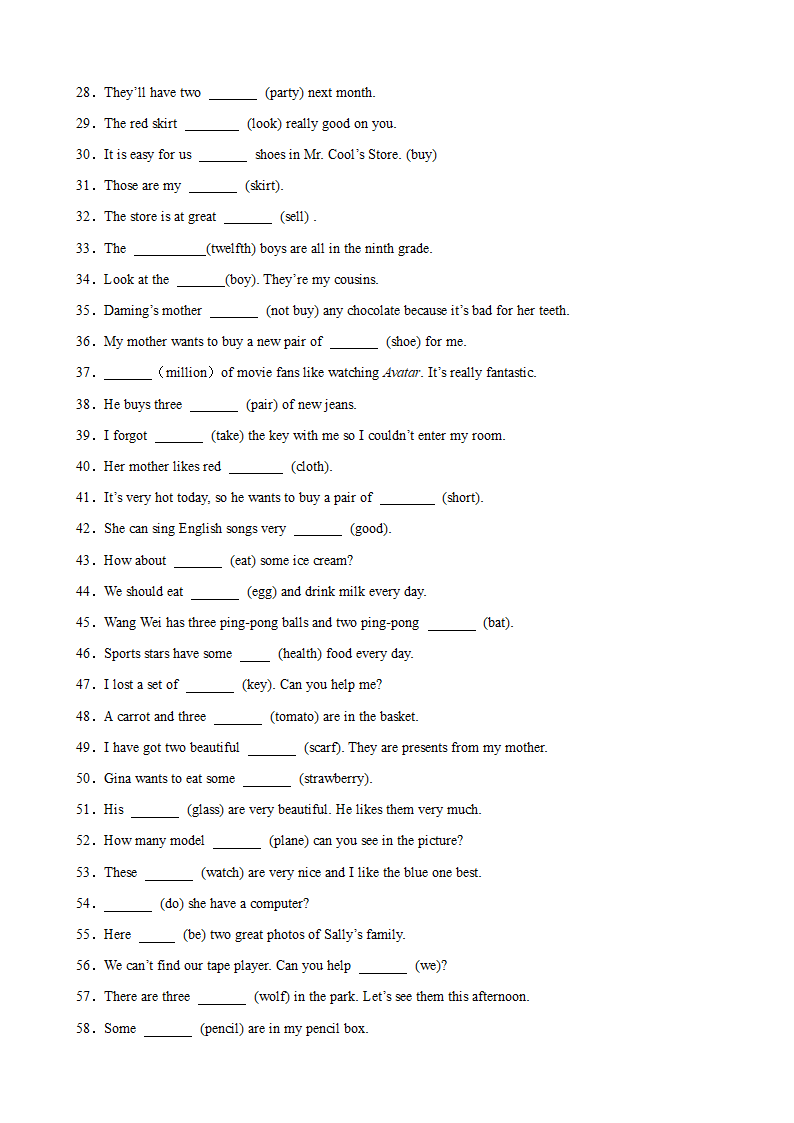 2023-2024学年七年级英语上册（人教版）期末专练之重点易错单词变形100题(Unit1-Unit9) （含解析）.doc第2页