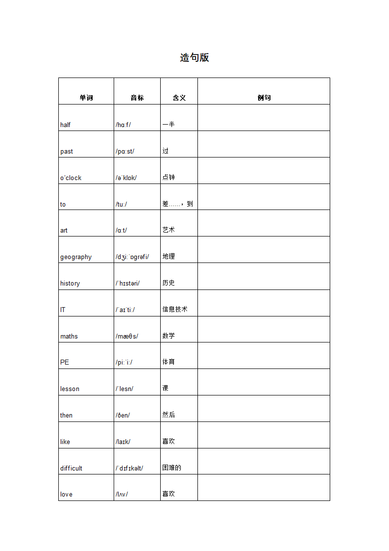 Module 5 My school day 单词背默音标写词造句应用同步练习（含答案）2023-2024学年外研版英语七年级上册.doc第10页