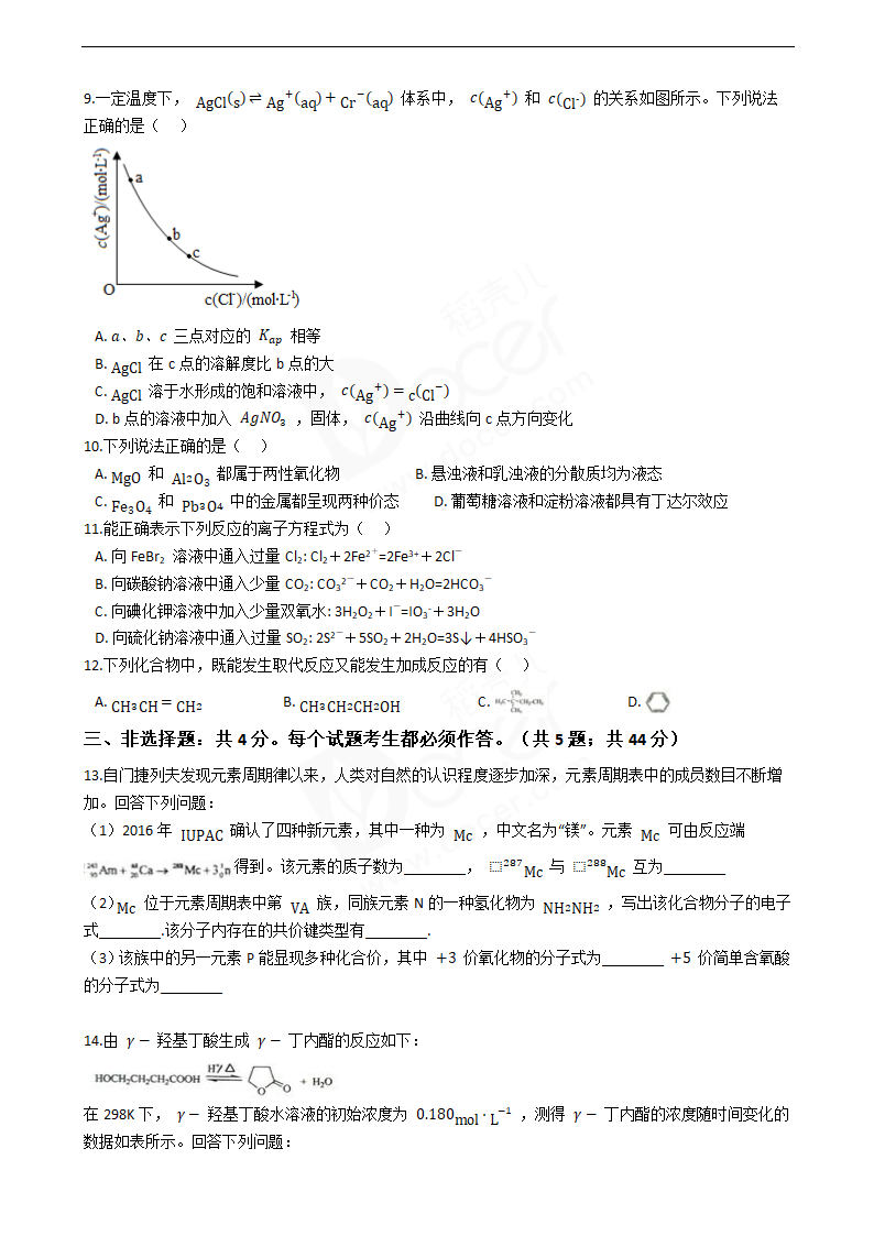 2019年高考化学真题试卷（海南卷）.docx第2页