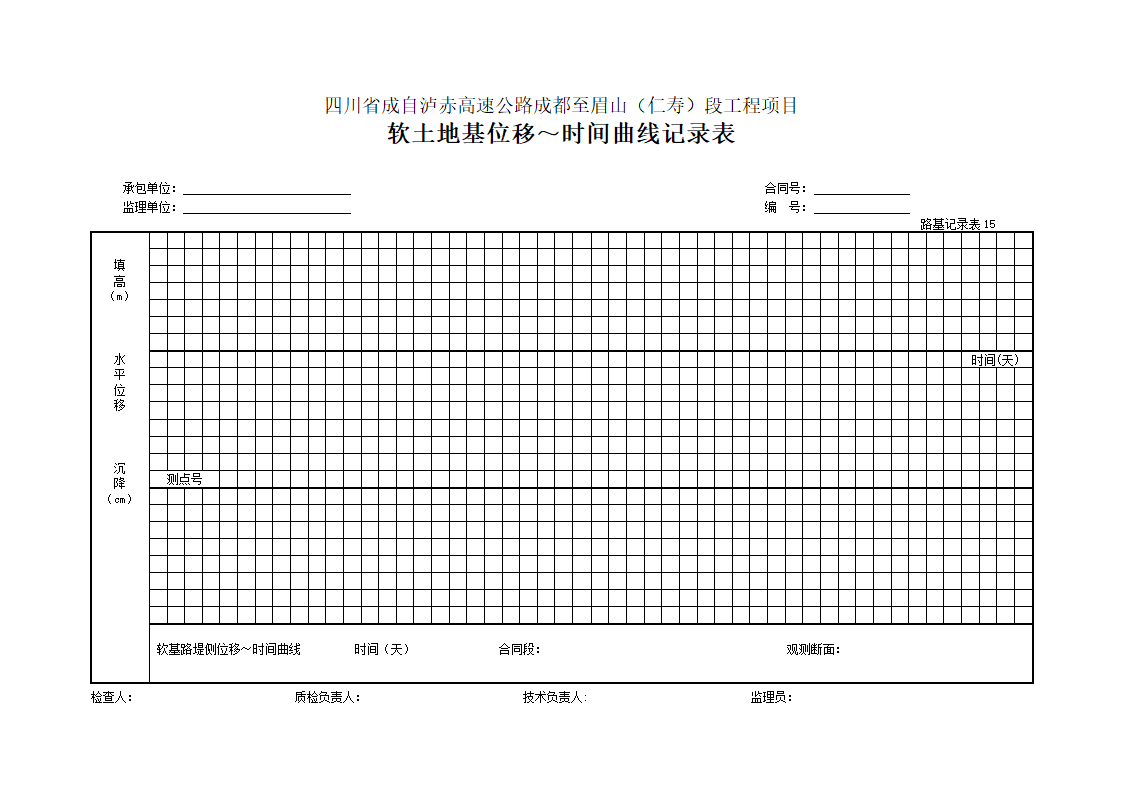 软土地基位移与时间曲线记录表.doc第1页