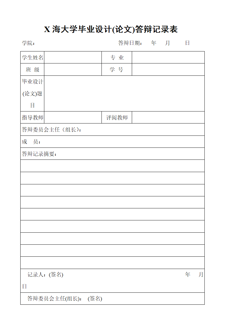 毕业设计(论文)答辩记录表.doc第1页