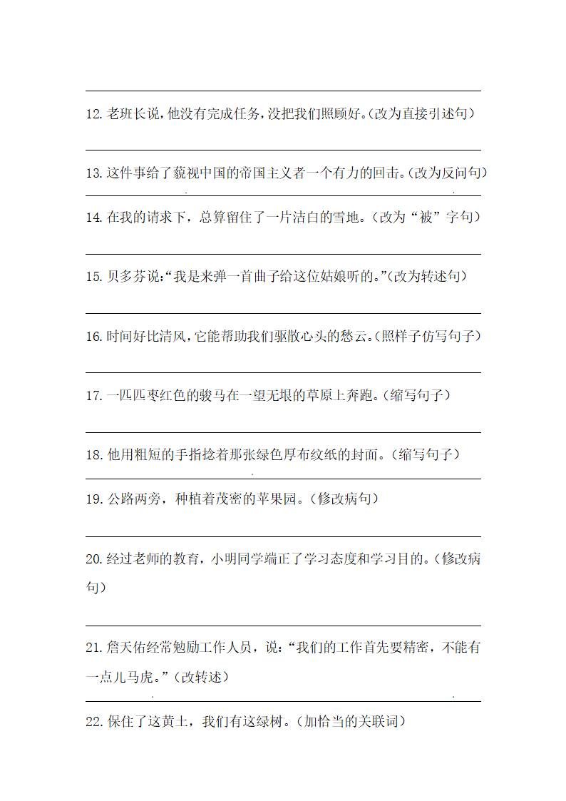 部编版小升初语文知识点专项训练 句子练习二（含答案）.doc第2页