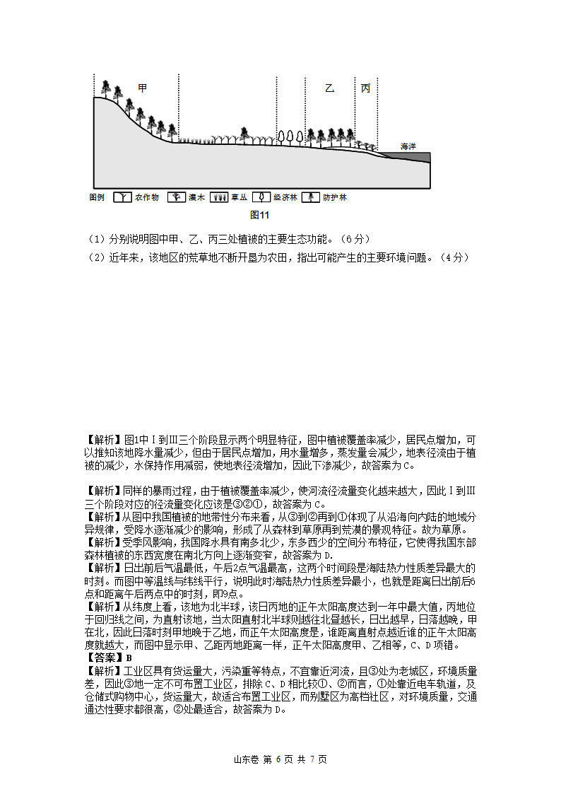 2013年高考试卷地理山东卷·(高清重绘)第6页