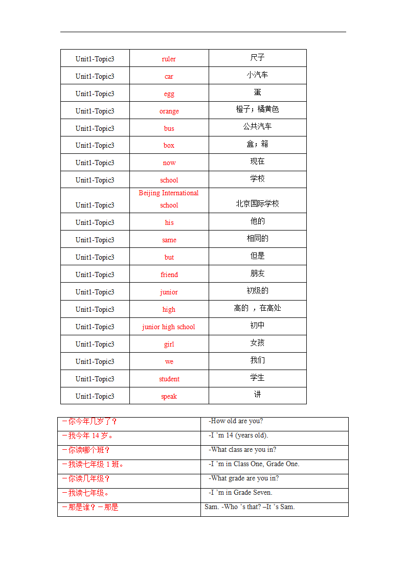 Unit1 Topic 3 How old are you？ 单词、词组默写清单 2022-2023学年仁爱版英语七年级上册（含答案）.doc第8页