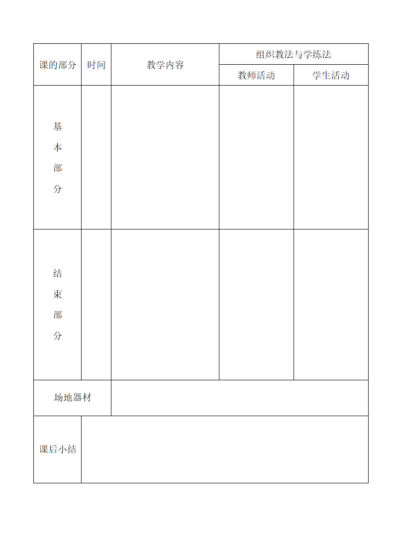 体育课教案表格模板.docx第2页