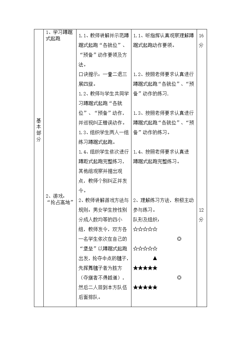 六年级体育教案 - 蹲踞式起跑 全国通用.doc第2页