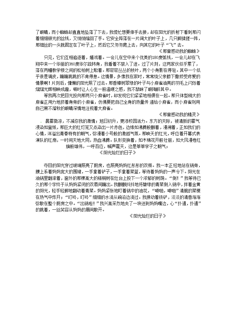 2013中考语文复习资料 作文评讲素材   学生习作精彩细节集锦.doc第4页