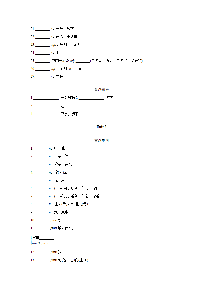 2024年江西中考英语一轮复习——词汇情景练分册训练七年级上册（含答案）.doc第4页