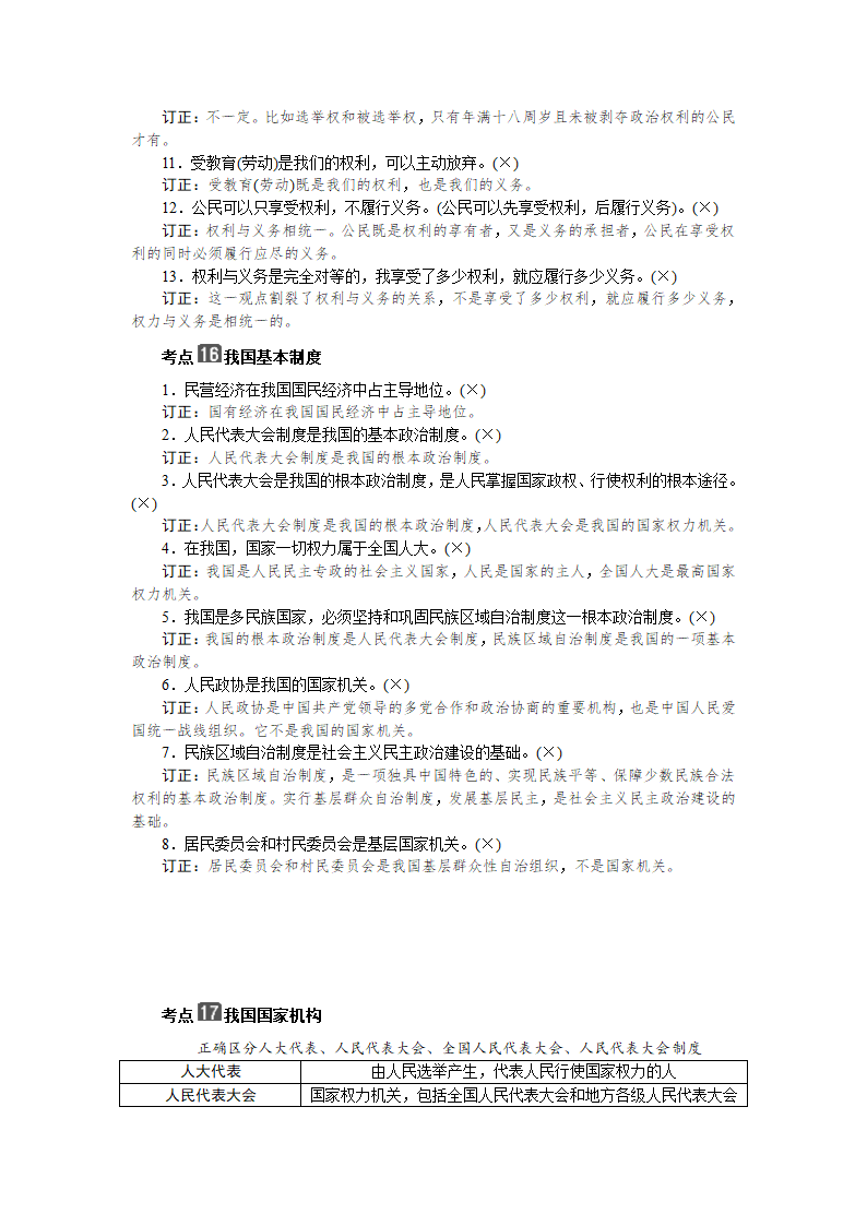 2021年中考道德与法治易错知识点总结：模块二　民主与法治.doc第4页