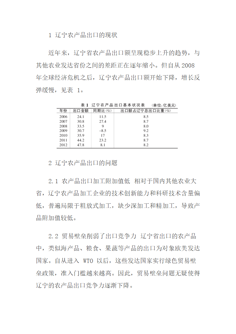 辽宁农产品出口的现状、问题及影响因素.docx第3页