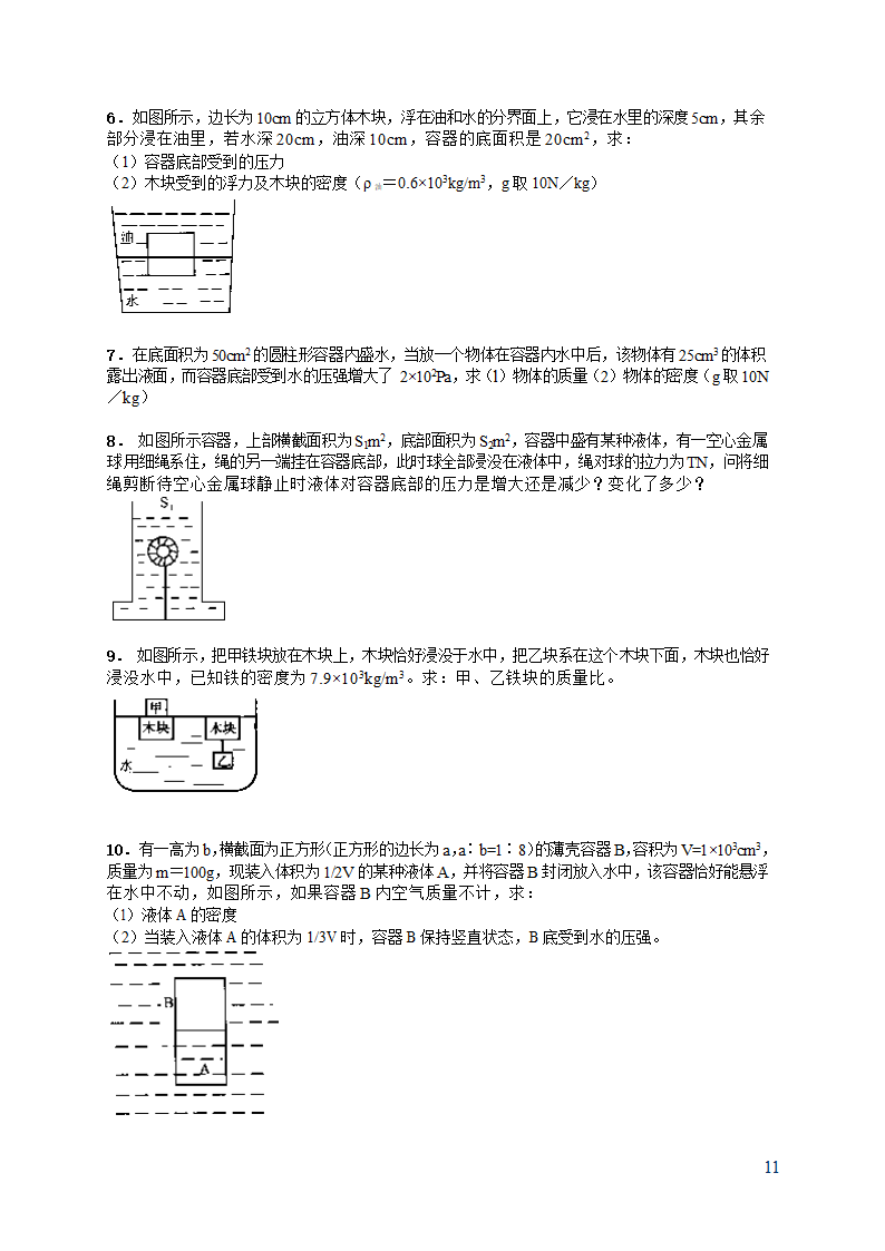 初中物理-第十章 浮力-知识点总结及练习题.doc第11页