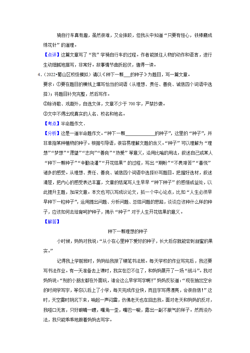 2023年中考语文一轮复习之作文（含解析）.doc第14页