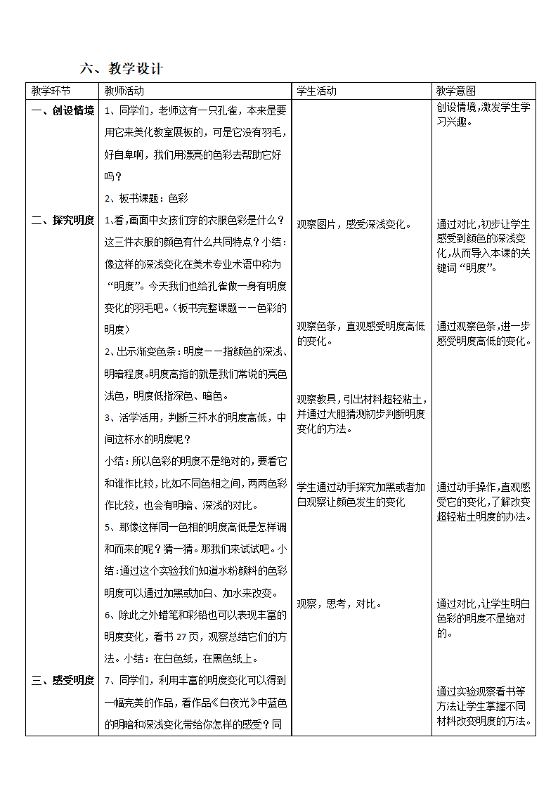 人美版（北京）五年级下册 7. 色彩明度练习 教学设计（表格式）.doc第2页