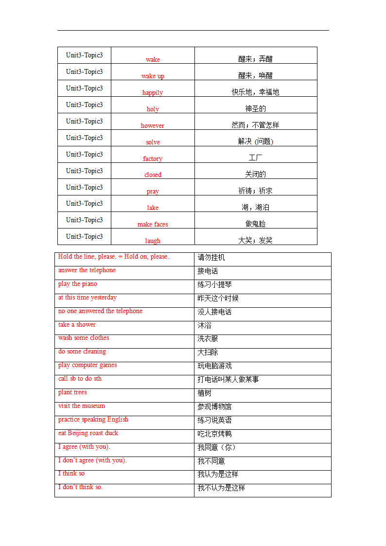 Unit 3 Topic 3 What were you doing at this time yesterday？单词、词组默写清单2022-2023学年仁爱版英语八年级上册（含答案）.doc第8页