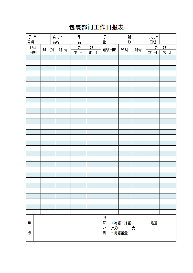 包装部门工作日报表.doc第1页