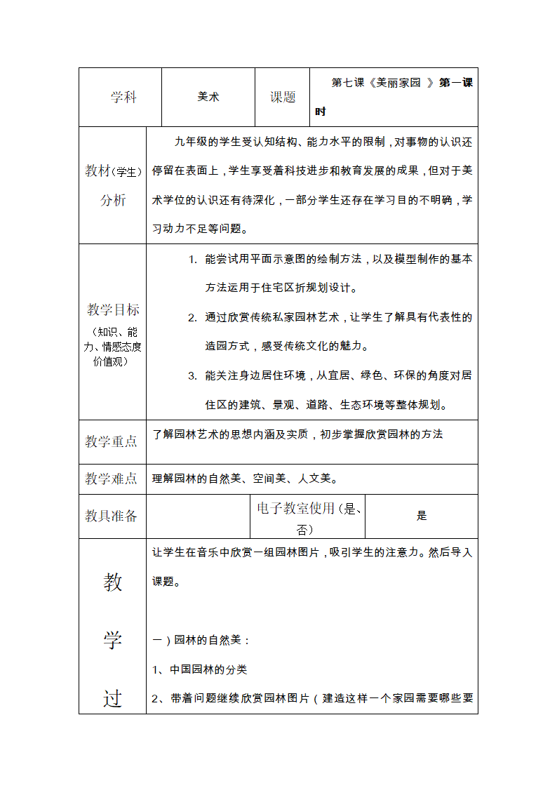 湘美九上 7美丽家园 教案.doc第1页