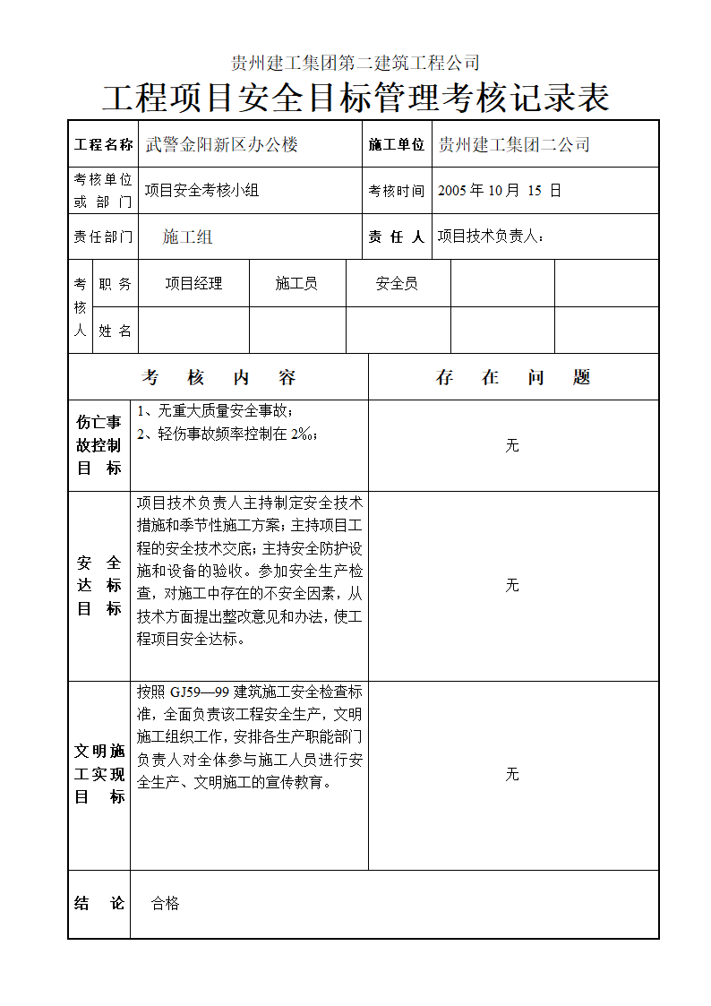 程项目安全目标管理考核记录表材料.doc第2页