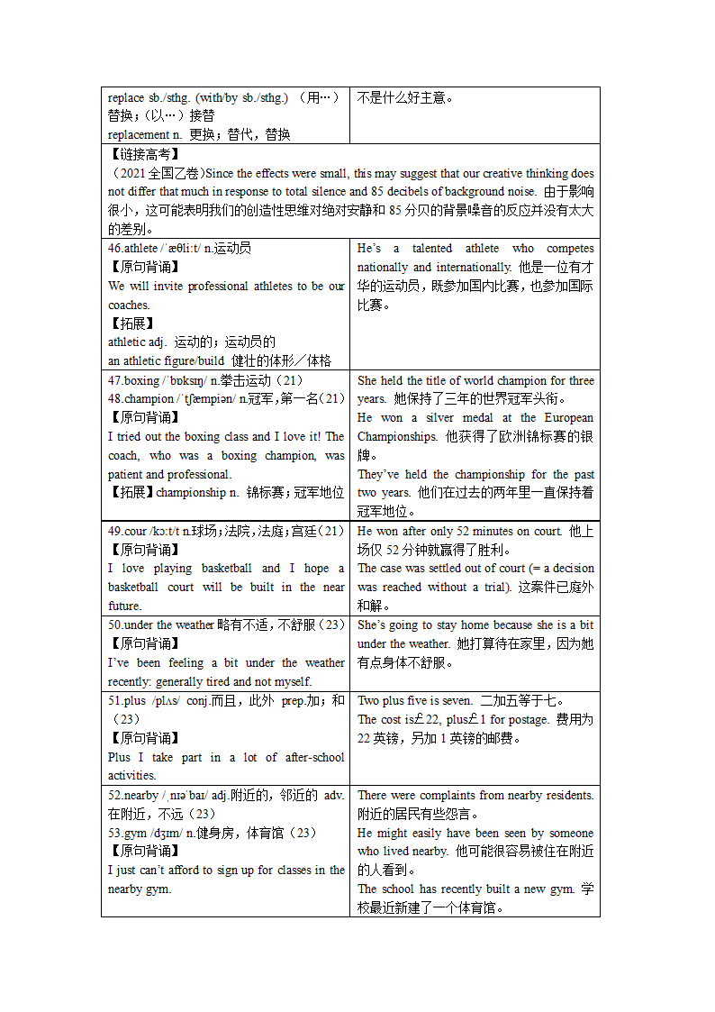 2021-2022学年牛津版高中英语：必修二 Unit 2 Be sporty, be healthy 单元词汇详解  学案.doc第10页