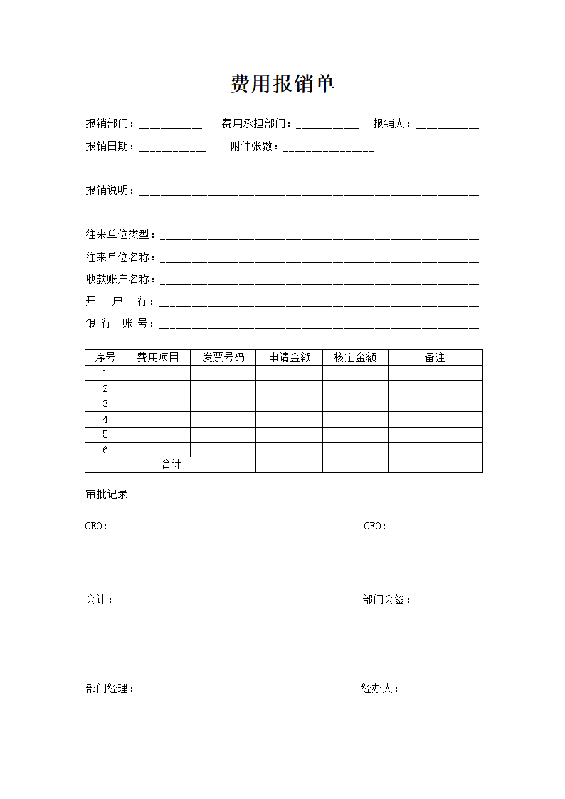 通用版费用报销单模板.docx