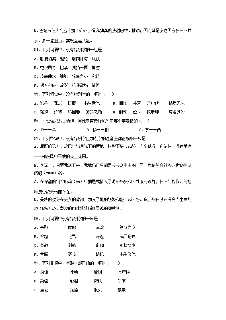 高考语文《字形》选择题专项练习题（含答案）.doc第12页