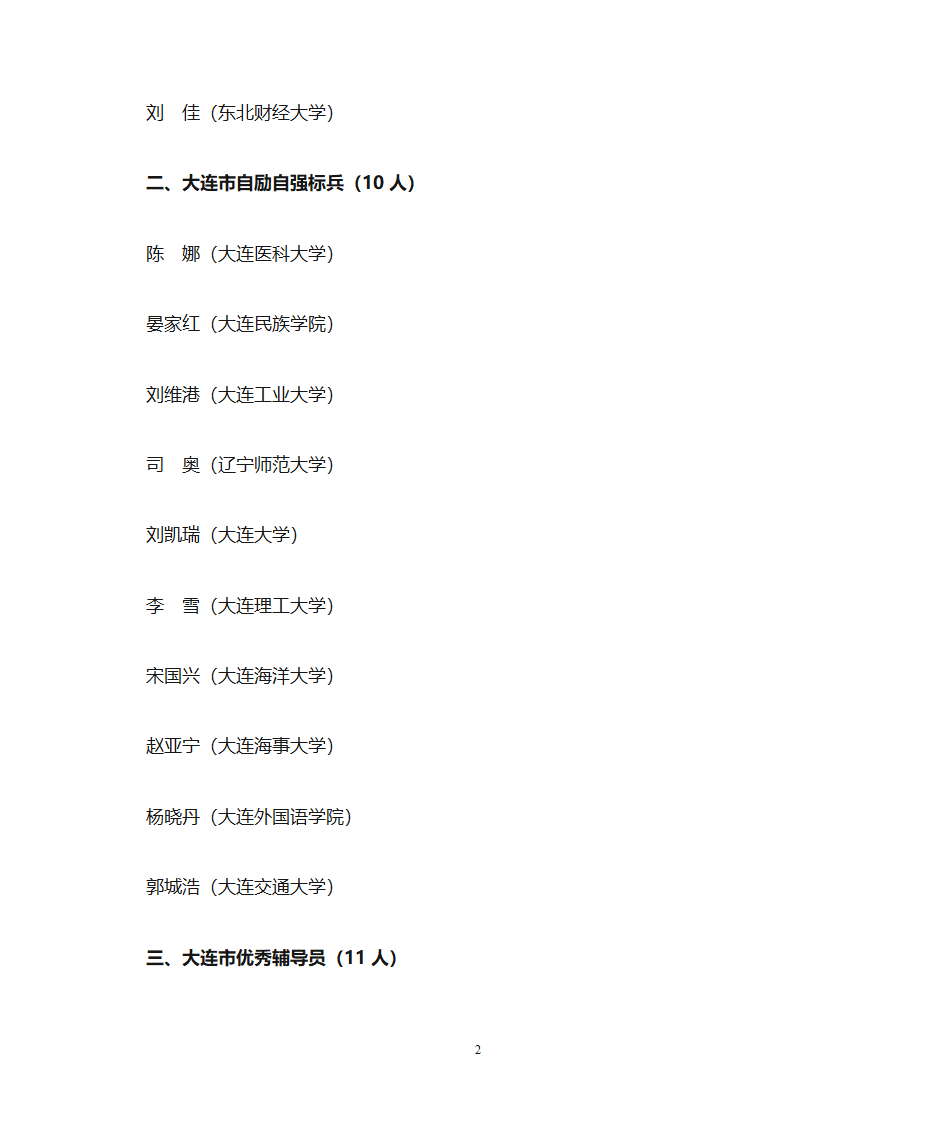 1、大学生标兵(10人) - 大连教育 大连教育门户网站第2页