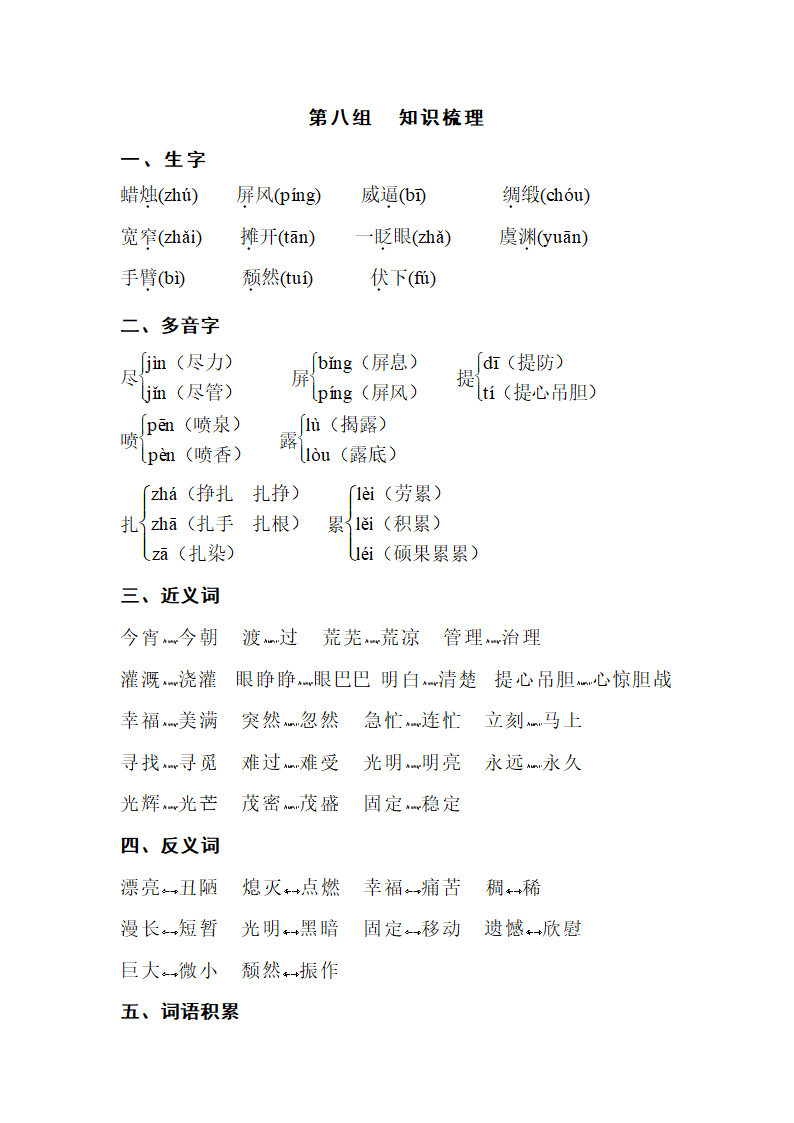 人教版小学语文三年级下学期 第八组 知识点梳理.doc第1页