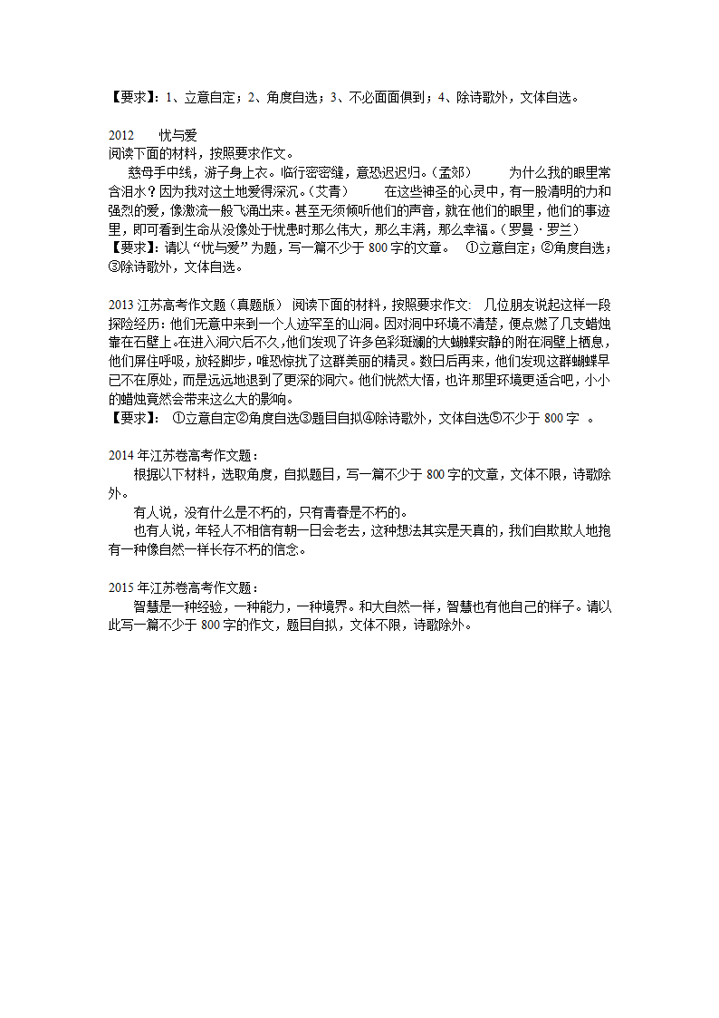 2005--2015历年江苏高考作文题目要求第2页