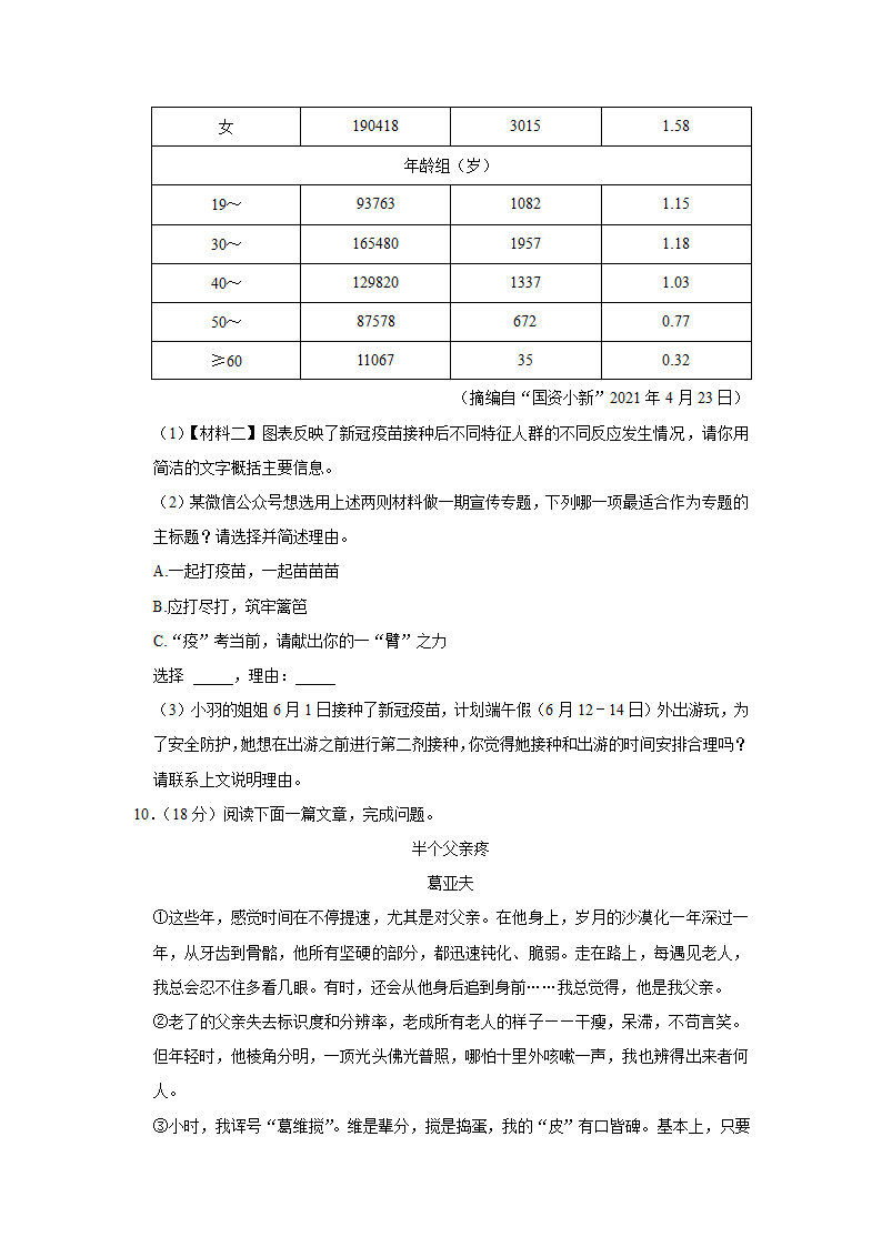 江苏省苏州市高新区2021-2022学年八年级上期中语文试卷（解析版）.doc第6页