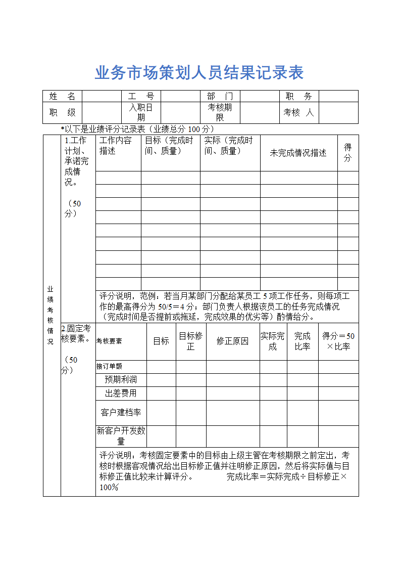 业务市场策划人员结果记录表.docx第1页