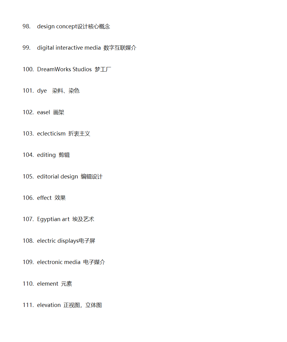 艺术类专业词汇第8页