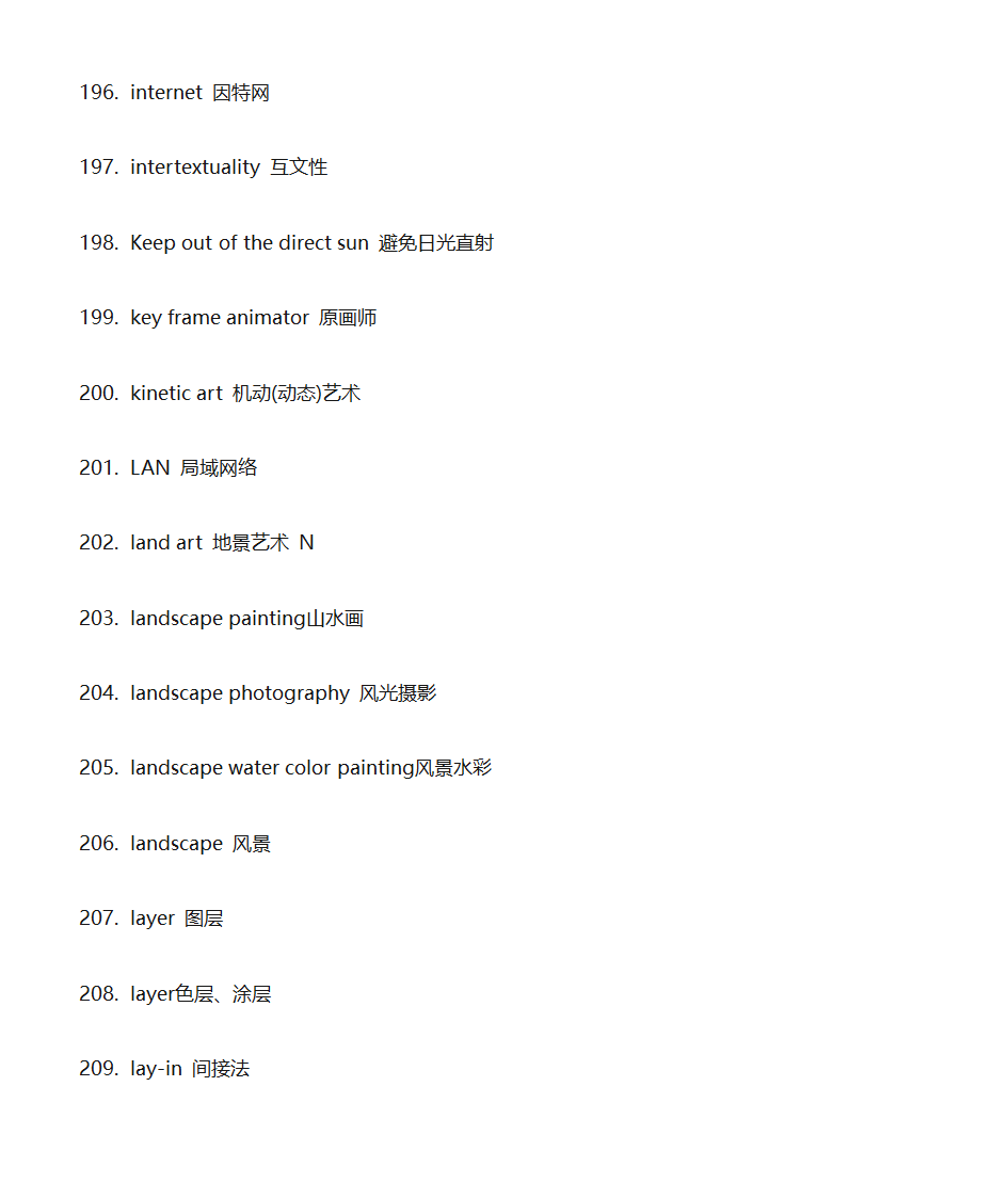 艺术类专业词汇第15页